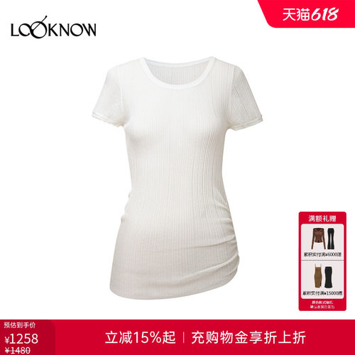 osmos x LOOKNOW设计师品牌2026春夏新品细针罗纹褶皱圆领短袖