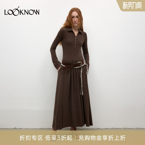 madeinormal设计师品牌LOOKNOW春新抽褶polo领连衣裙女
