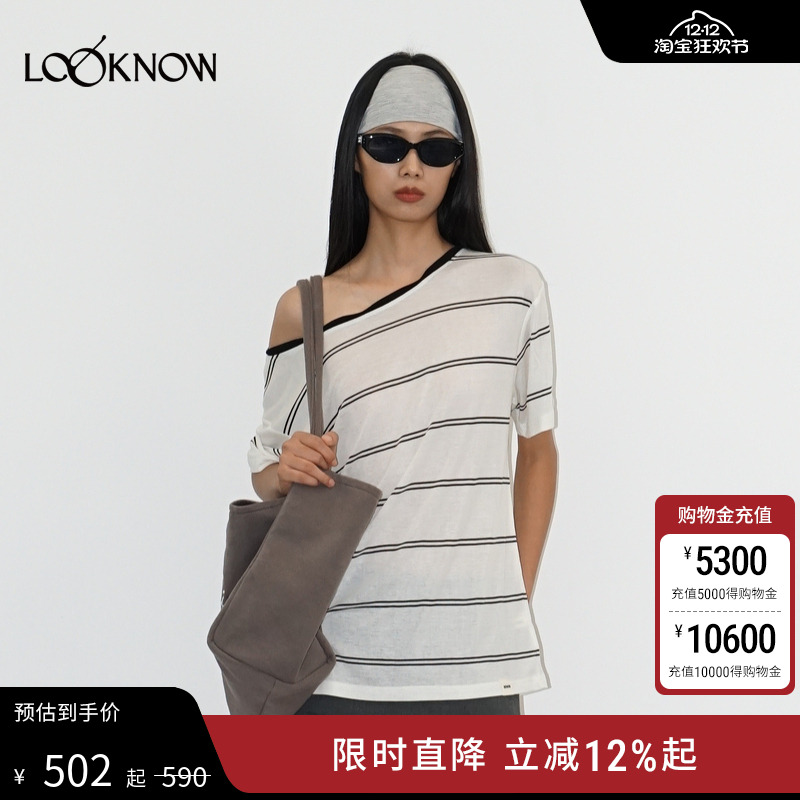 madeinnormal X LOOKNOW25年秋季新款撞边宽条纹针织衫女