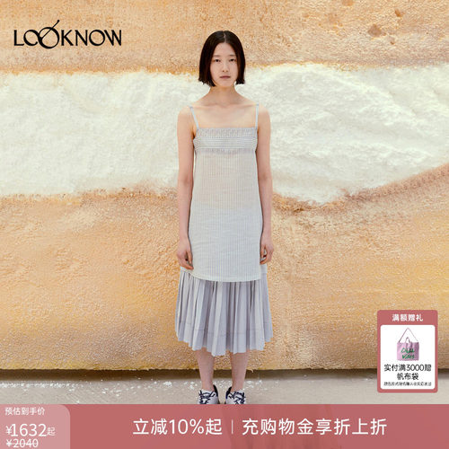 low classic LOOKNOW26春季新品浅蓝色条纹吊带连衣裙