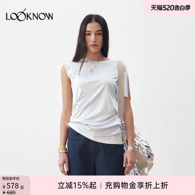 medium well X LOOKNOW设计师品牌26春夏新品醋酸叠穿不对称T恤