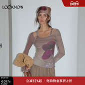 T恤 复古印花假两件长袖 LAND摄影印花系列LOOKNOW2025春法式