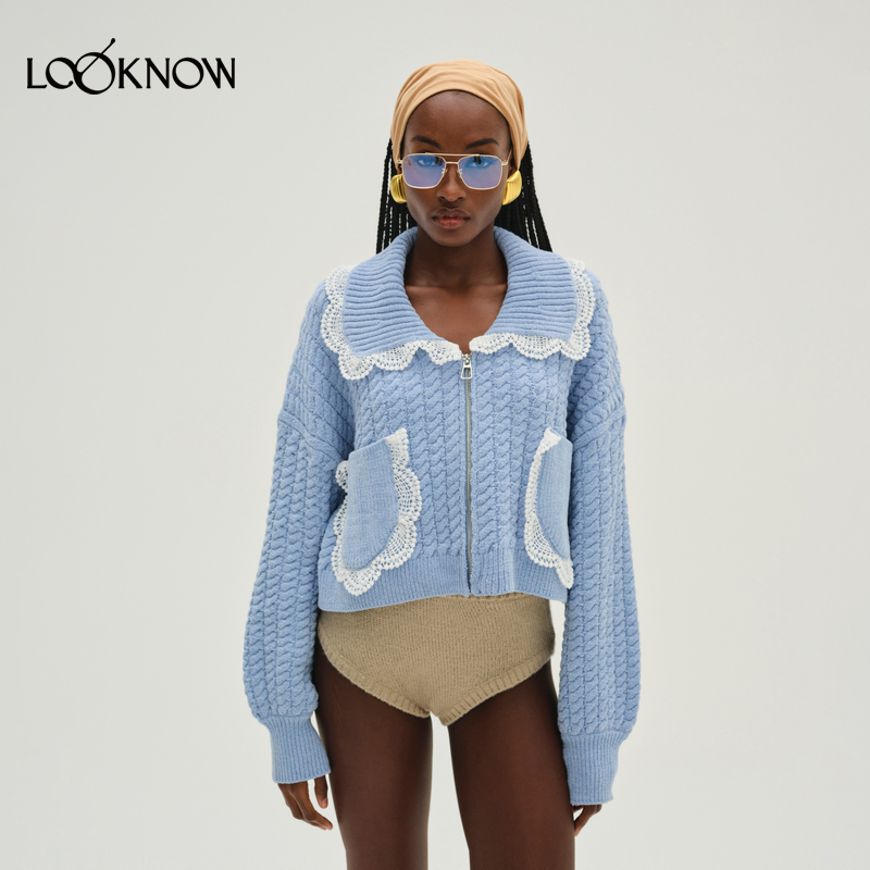 FOR LOVE AND LEMONS设计师品牌LOOKNOW24冬季蓝色针织开衫