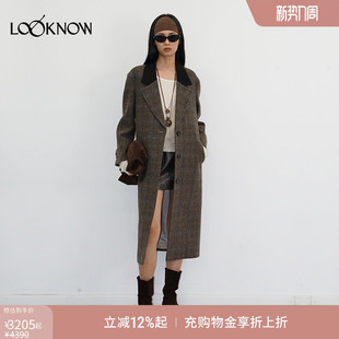 LAND LOOKNOW 2025冬季 暗黄色翻领大衣外套女 新款