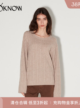 IF BY LAND设计师品牌LOOKNOW秋冬灰色麻花扭结套头毛衣