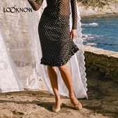 Rouje 黑色波点花边半身裙女 新款 LOOKNOW2026春季