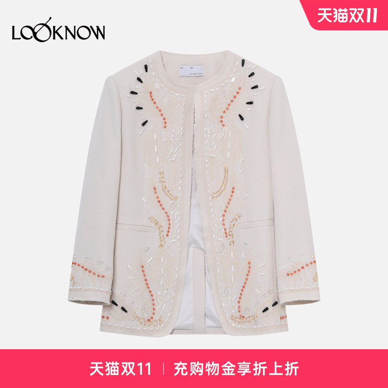 XU ZHI x LOOKNOW新款装饰风格珠绣圆领西装女
