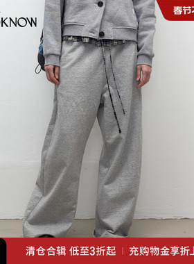 madeinormal格纹系列LOOKNOW2025春季新款格子腰头休闲卫裤长裤女