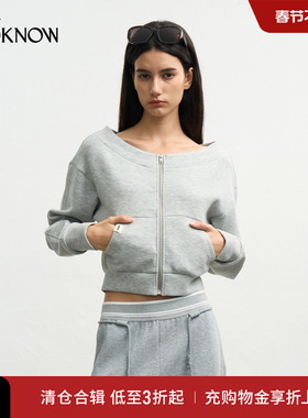 madeinormal X  LOOKNOW2025年秋季糯糯空气棉宽松一字肩卫衣女