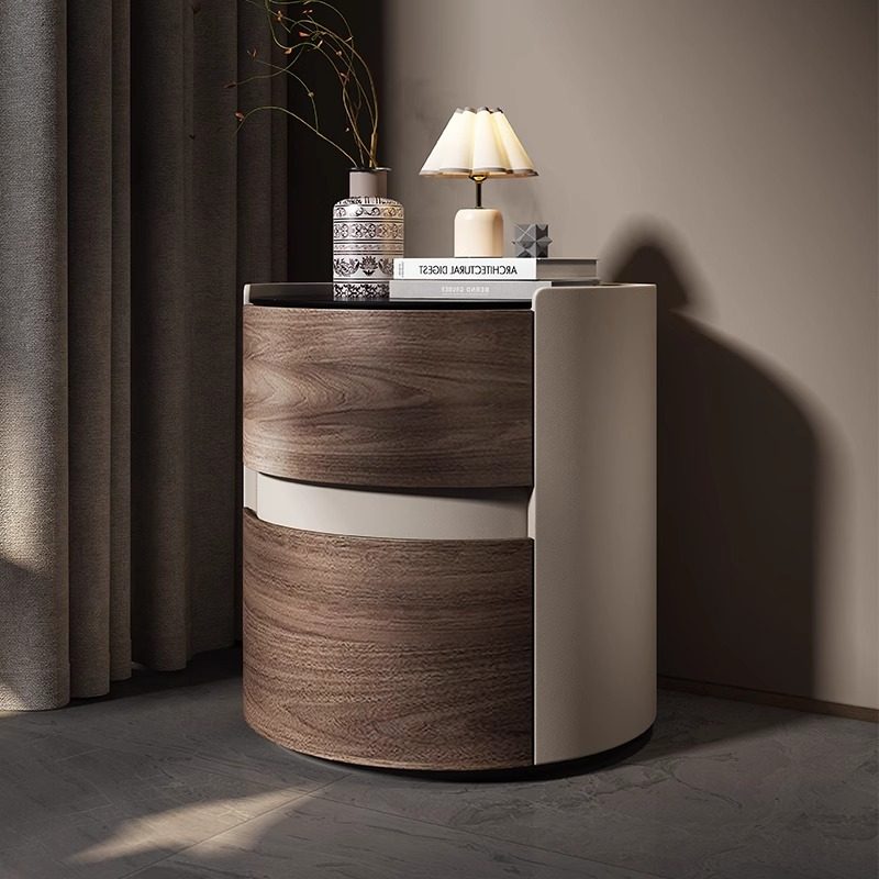 迈动2024设计师款实木圆形床头柜