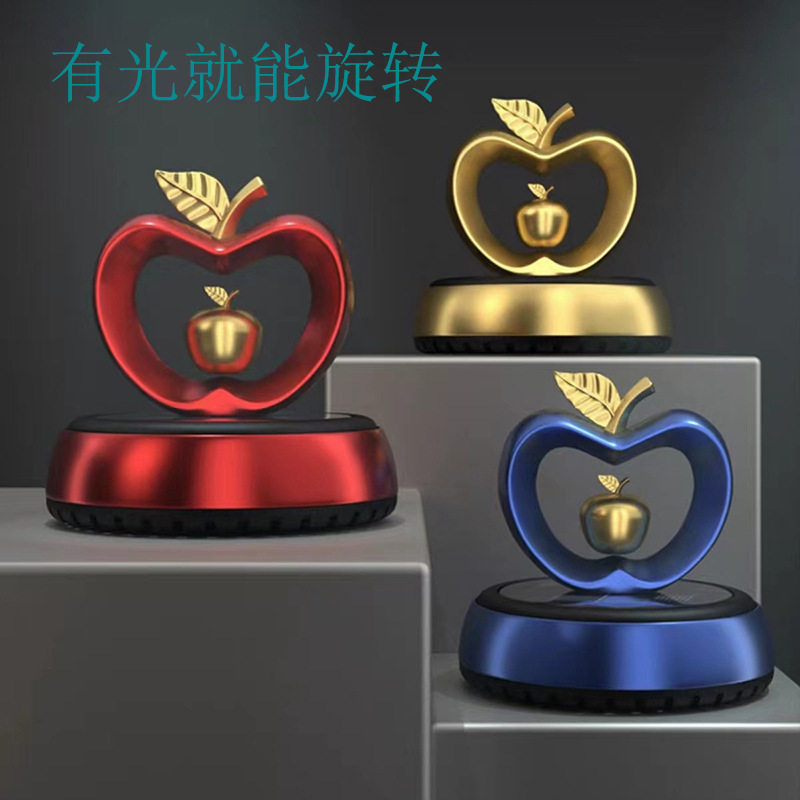 新款太阳能车载苹果心型香薰座摆