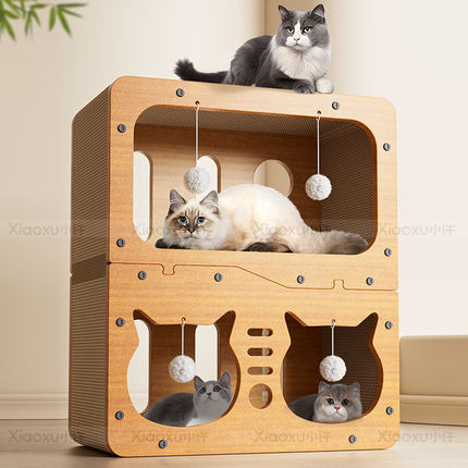 猫抓板猫窝耐磨不易掉屑一体猫屋四季耐抓猫柱立式猫爬架猫咪玩具