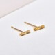 S925纯银镀18K金耳钉女个性 简约麻花光面一字耳骨钉基础款 叠戴