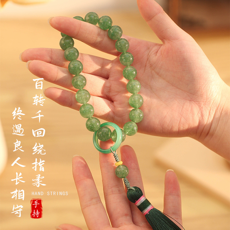 巴度新款绿水晶手链国风手持手串闺蜜情侣手链设计感小众手饰