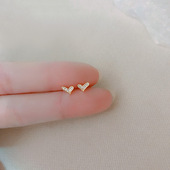 新哲美 S925纯银镀金迷你爱心耳钉女气质耳饰小巧简约ins耳环耳饰