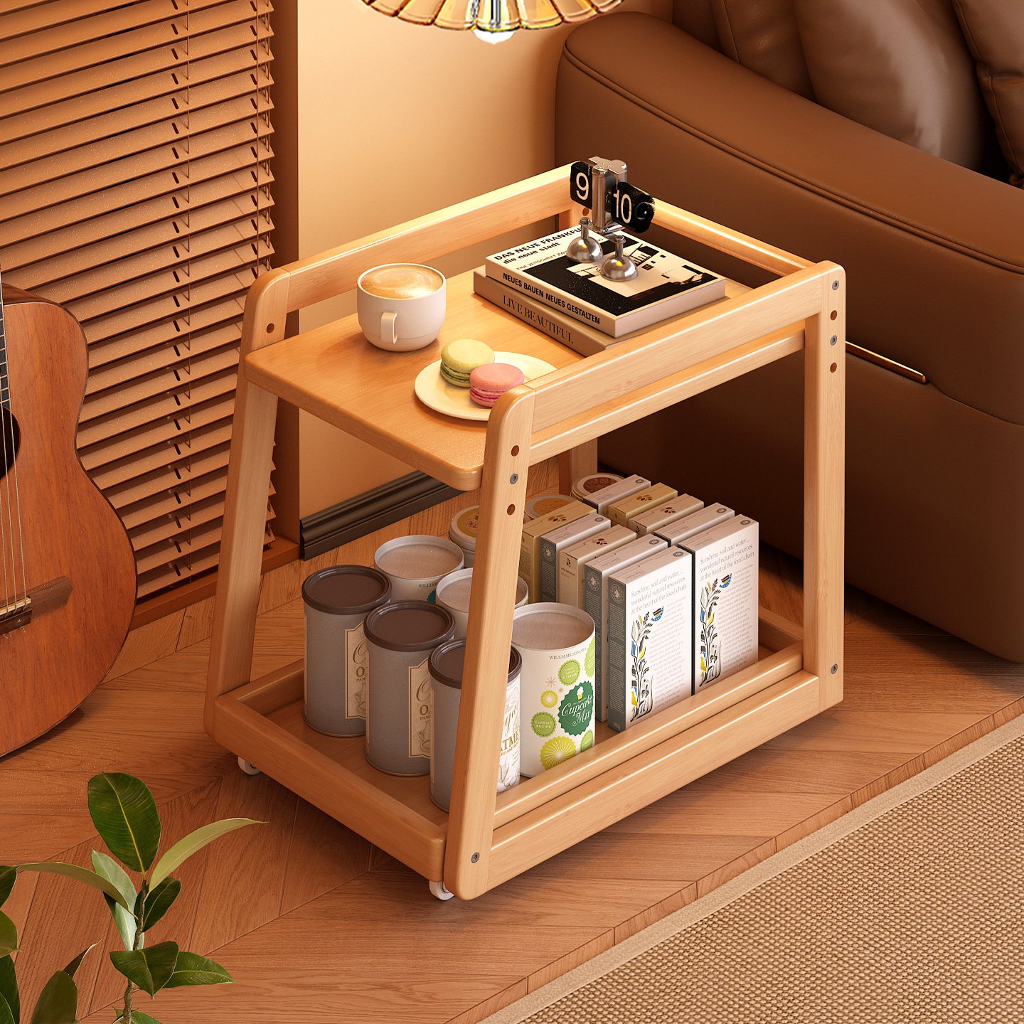 可移动茶几茶水架茶台边柜置物架