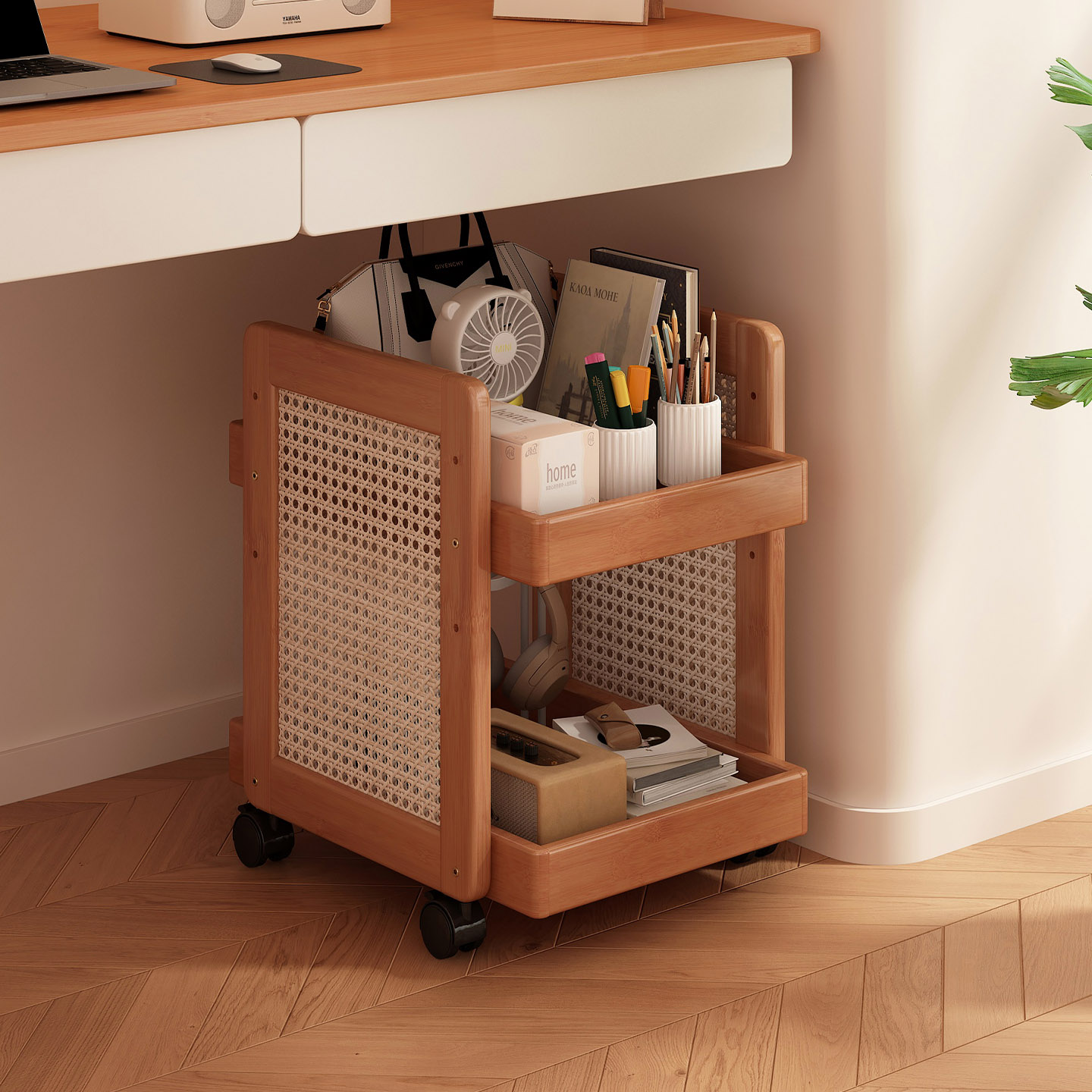 桌下书包收纳架可移动置物架