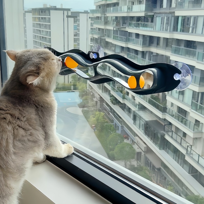 轨道猫玩具自嗨解闷神器窗台吸盘乒乓球掏掏乐益智逗猫棒消耗体力