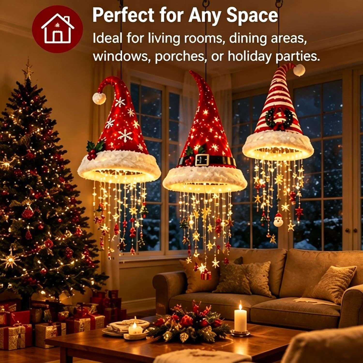 圣诞帽装饰灯发光节日礼品灯饰Christmas Hat Hanging Light吊灯