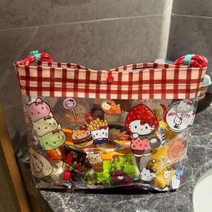 透明pvc防水包可爱Kitty高颜值夏季手提包海边沙滩包游泳收纳包女