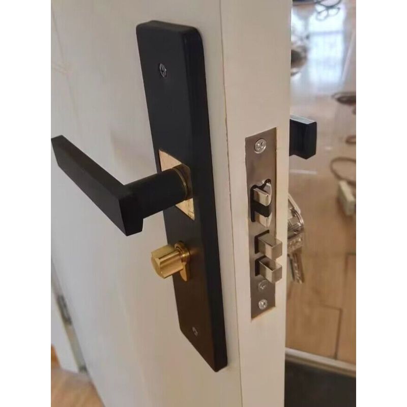 木门室内卧室房门锁家用通用性黑色锁具三件套静音锁老式旧门换锁