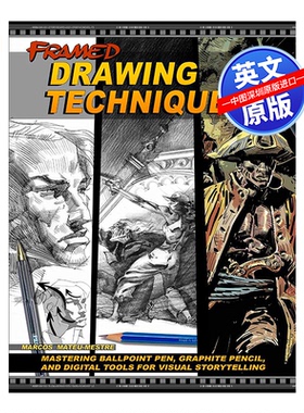英文原版Framed Drawing Techniques 框架绘画技巧 马科斯·马特 掌握圆珠笔石墨铅笔和视觉讲故事的数字工具进口艺术书