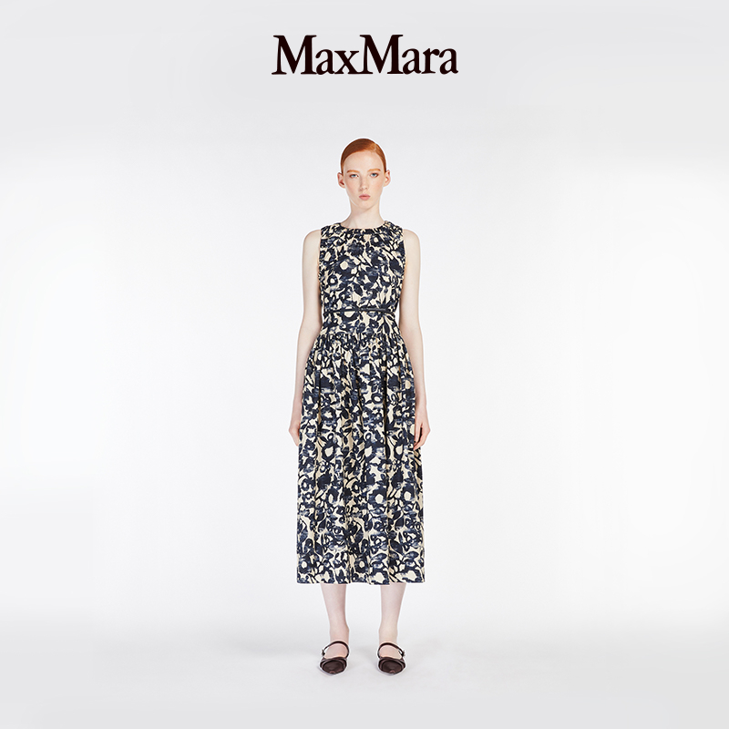 MaxMara 2025春夏新品女装棉府绸无袖印花连衣裙9221045306