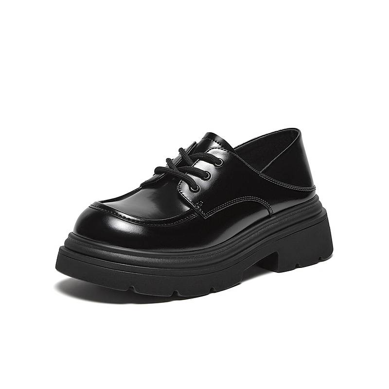 百思图2024秋季商场新款英伦风牛津鞋乐福鞋粗跟女皮单鞋M3812CM4