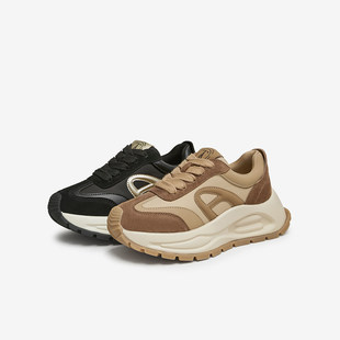 2024秋新款 Tata他她厚底休闲阿甘鞋 运动鞋 棕色松糕鞋 WV701CM4 女鞋