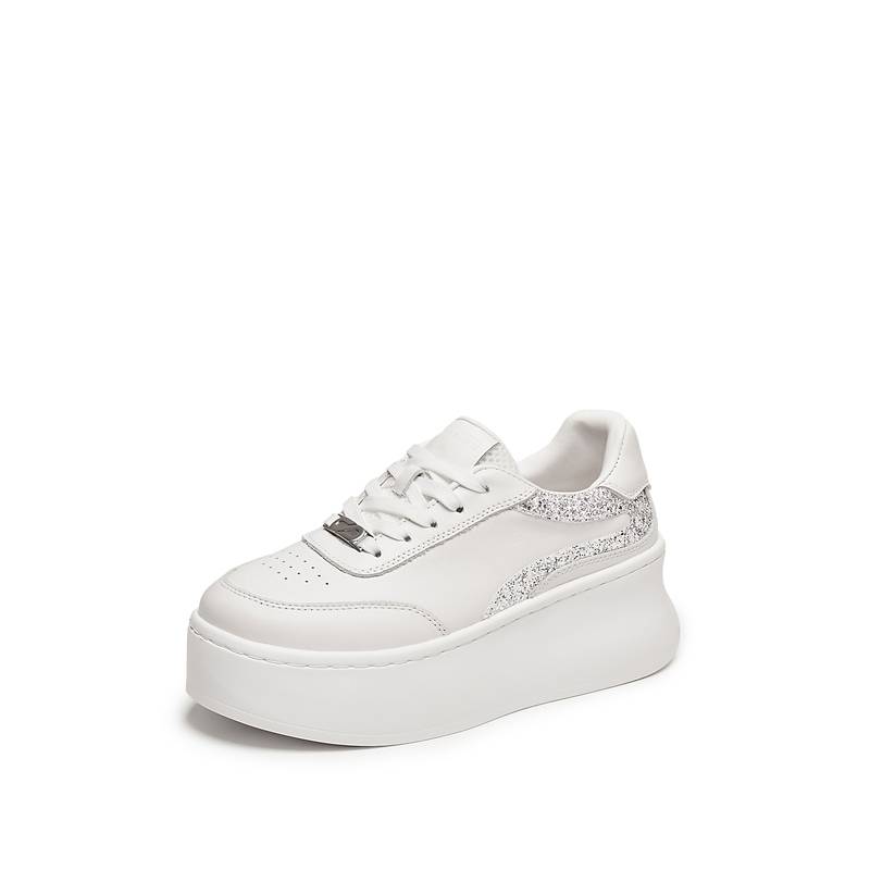 思加图2025新款百搭小白鞋厚底板鞋运动休闲鞋女鞋子S0316CM5