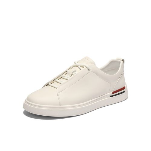 百丽时尚百搭小白鞋男2025春新款牛皮革舒适休闲运动板鞋A1913AM5