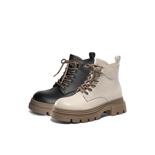 百丽Belle女靴子大头鞋英伦风马丁靴女款24冬厚底短靴B9T1DDD4