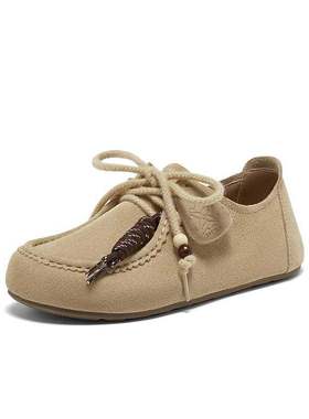 百思图2025秋季新款真皮勃肯鞋懒人舒适休闲平底女单鞋B9732CM5