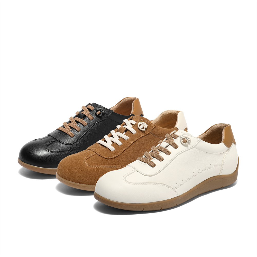 博主同款森达豆乳鞋德训鞋女25秋真皮商场运动休闲小白鞋4ZS20CM5