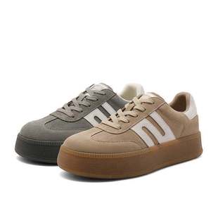 复古德训鞋 百丽女鞋 美式 厚底休闲板鞋 女A6N3DCM4 子2024秋季