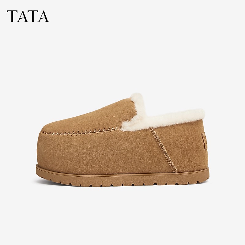正品专柜TATA/他她2024冬时尚休闲毛毛单鞋女新款CX301DM4