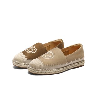 子B2652CA5 休闲平底一脚蹬乐福单鞋 百丽编织风渔夫鞋 女2025新款