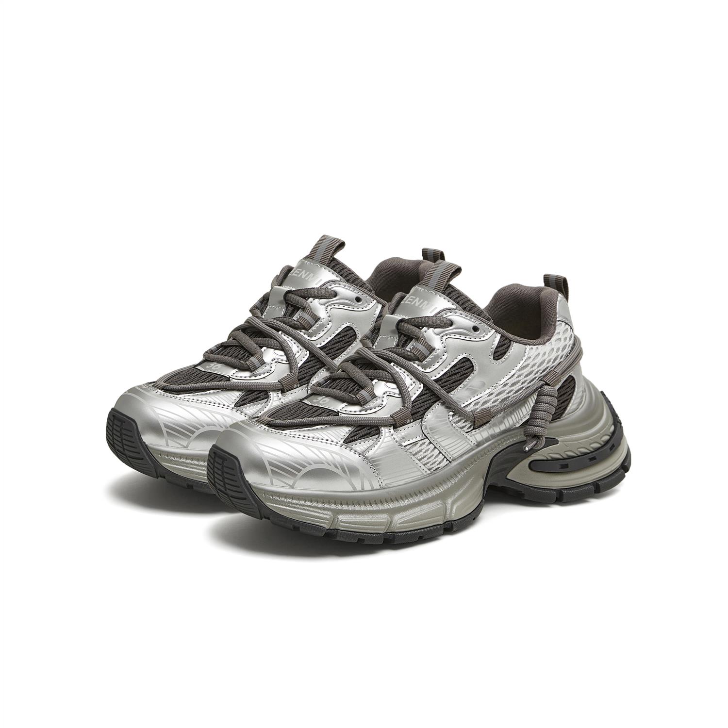 天美意潮酷厚底银色老爹鞋复古运动鞋女休闲鞋2025秋新款BL281CM5