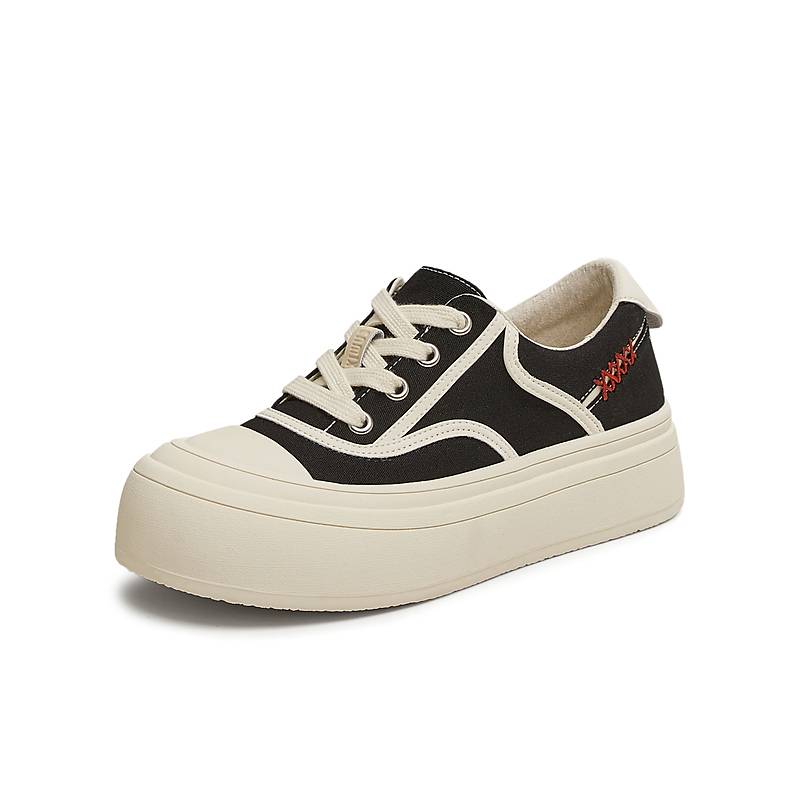 天美意厚底小白鞋帆布鞋女运动板鞋休闲鞋2025夏新款KB071BM5