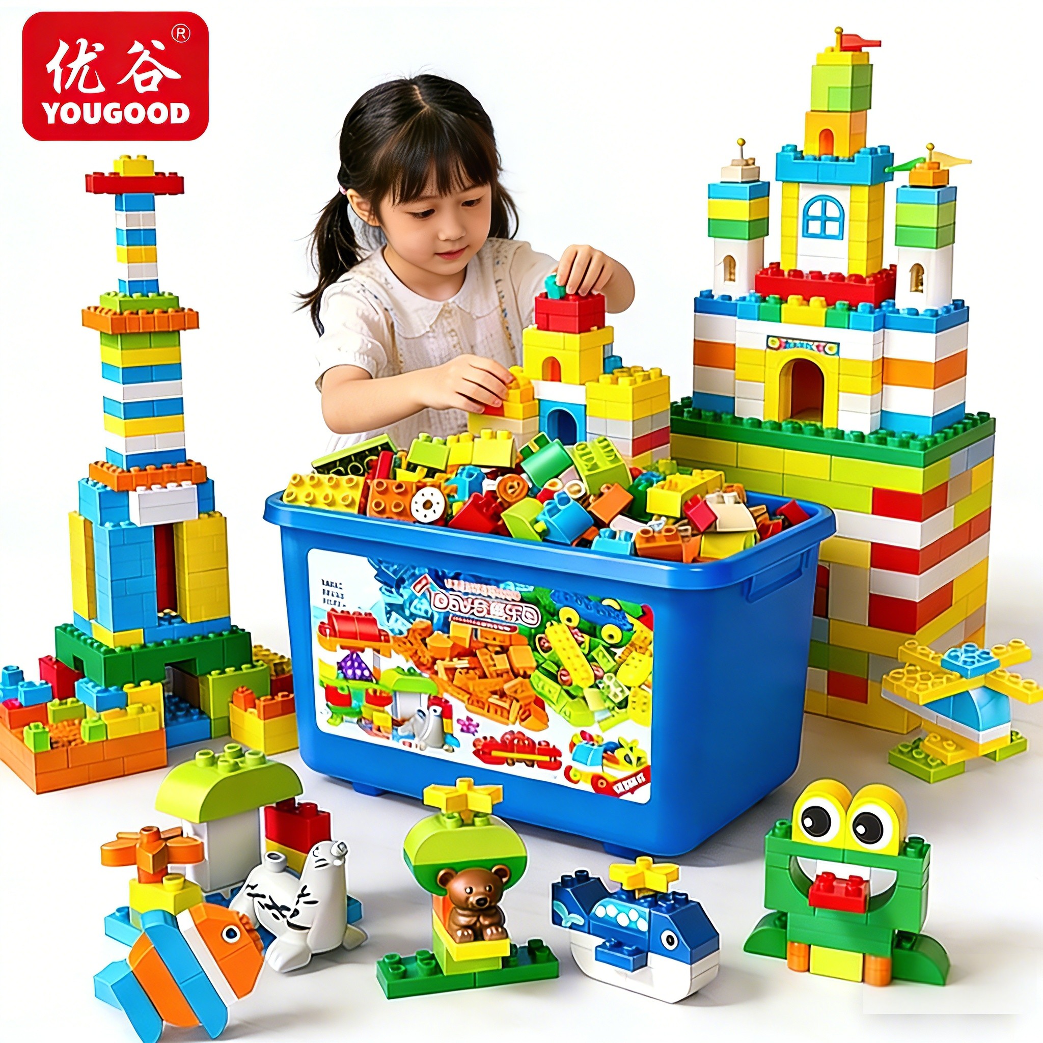 YOUGOOD玩具优谷大颗粒益智拼装积木大号拼图女男孩儿童生日礼物,玩具/童车/益智/积木/模型,普通塑料积木,淘宝优惠券,粉丝福利购,淘宝优惠卷