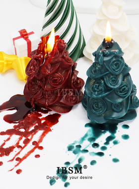 圣诞树蜡烛低温鎏金42度可撕拉情侣礼物手工蜡烛大豆蜡笼中鸟