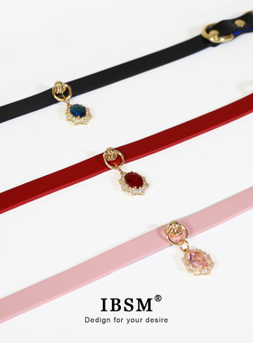 宝石项圈女m定制刻字真皮choker