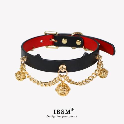 项圈女m猫咪耳朵宫铃皮革choker
