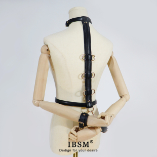 背手绑带反手皮质手拷项圈魔术道具cosplay可调节结实舒适笼中鸟