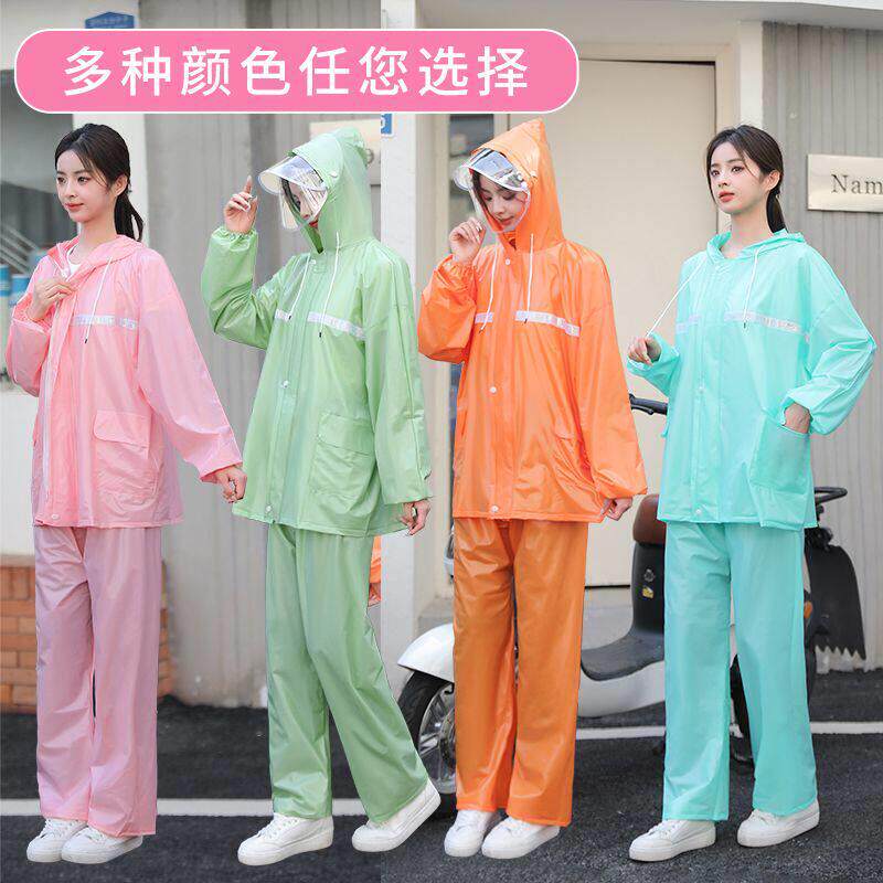 男女加厚雨衣雨裤套装全身双帽檐有口袋防暴雨户外骑行采茶农活