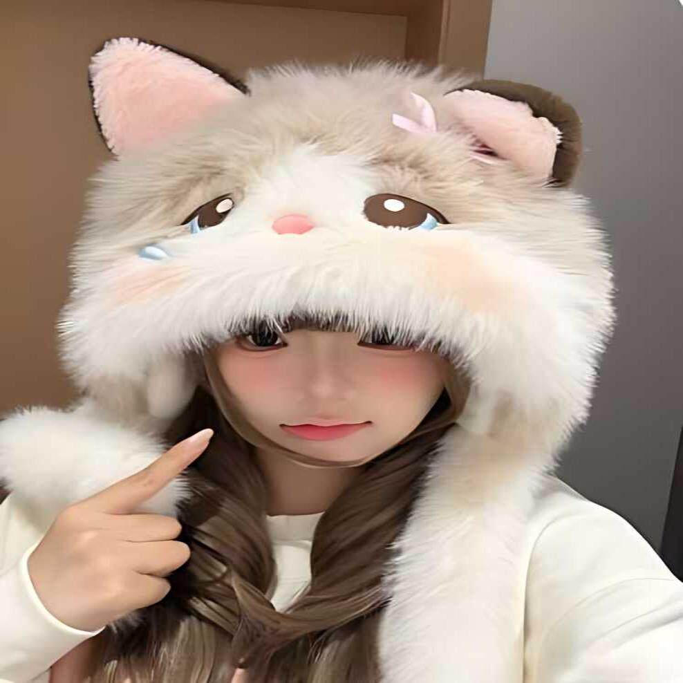 2026新款可爱卡通猫咪耳朵毛绒帽子女秋冬情侣百搭骑行保暖雷锋帽