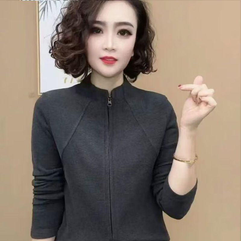 德绒上衣女秋冬新款加厚保暖开衫拉链外套显瘦减龄妈妈装气质小衫