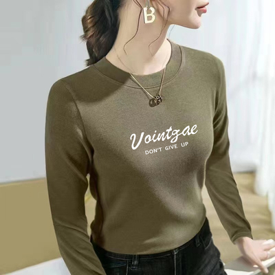 2025秋冬季新款德绒上衣女修身显瘦妈妈装加绒加厚内搭保暖打底衫