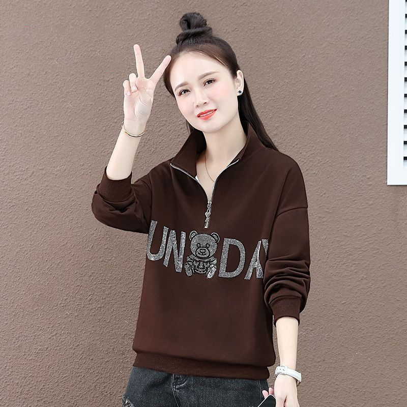 时尚休闲半开领拉链卫衣女