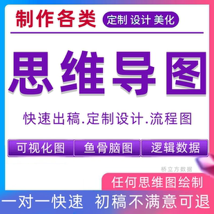 思维导图代画制作绘图流程图visio美化框架结构折线xmind定制ppt